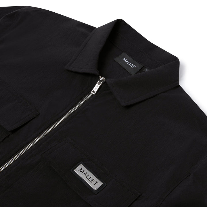 Ripstop Zip Up Overshirt Black