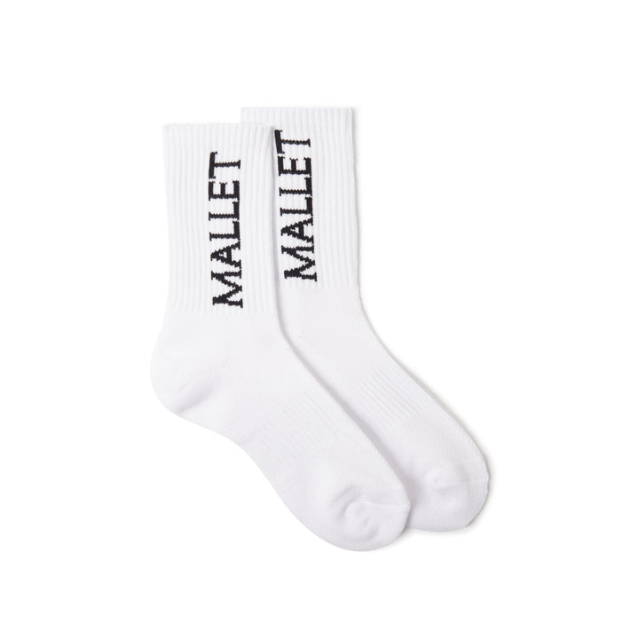 Mallet Socks Large Logo Single White