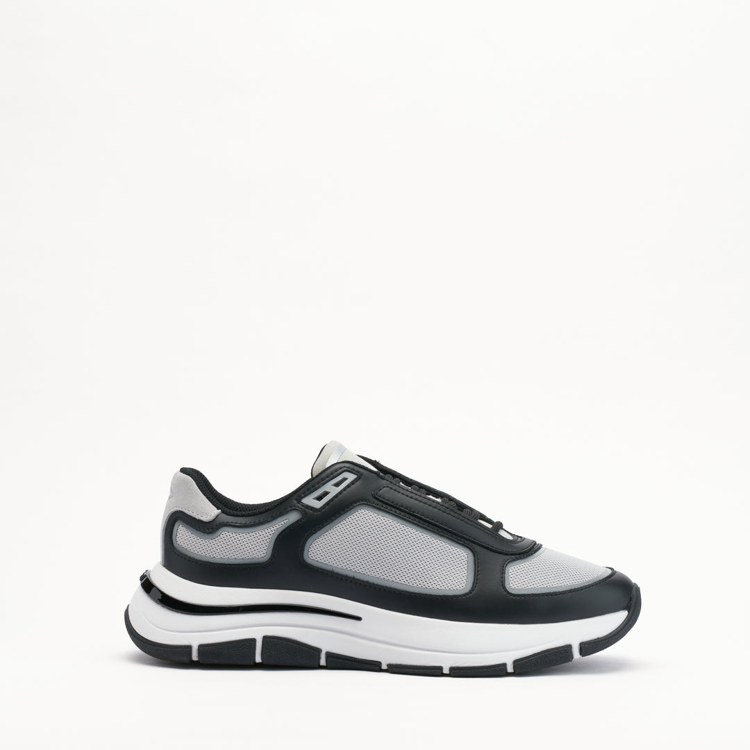 MALLET Alton Men's Black Grey Leather Sneakers