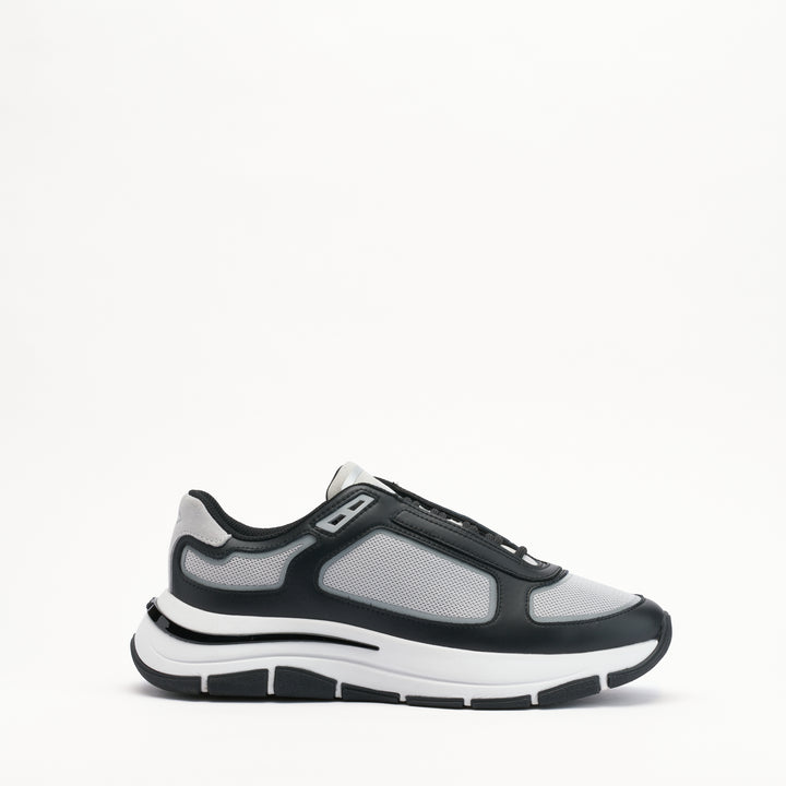 MALLET Alton Men's Black Grey Leather Sneakers