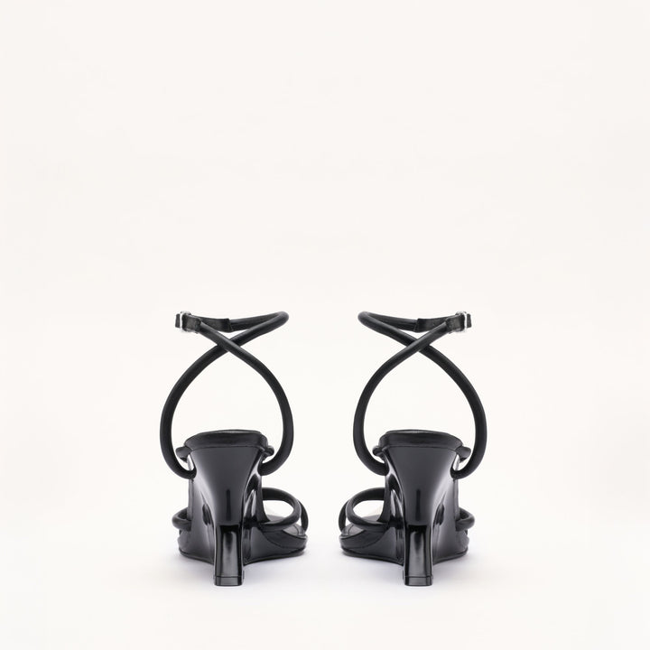 MALLET Amber Strap Women's Black Leather Heels