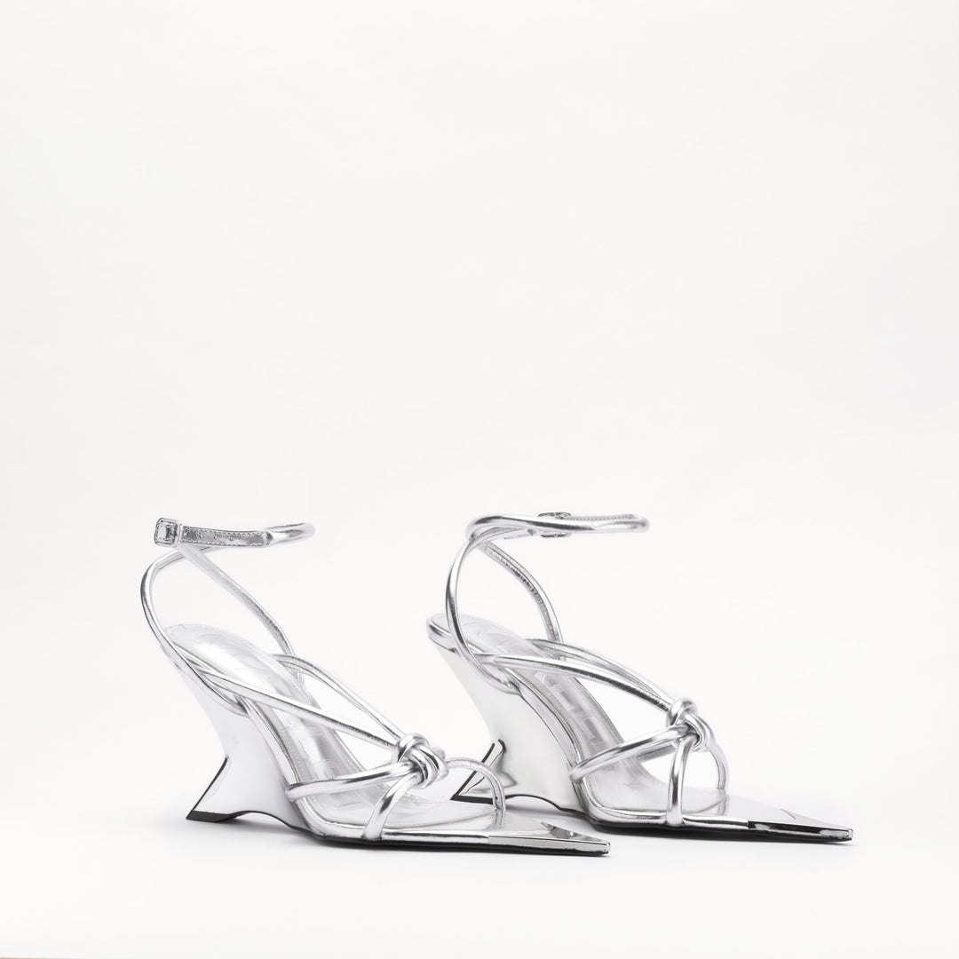 MALLET Amber Strap Women's Silver Metallic Leather Heels