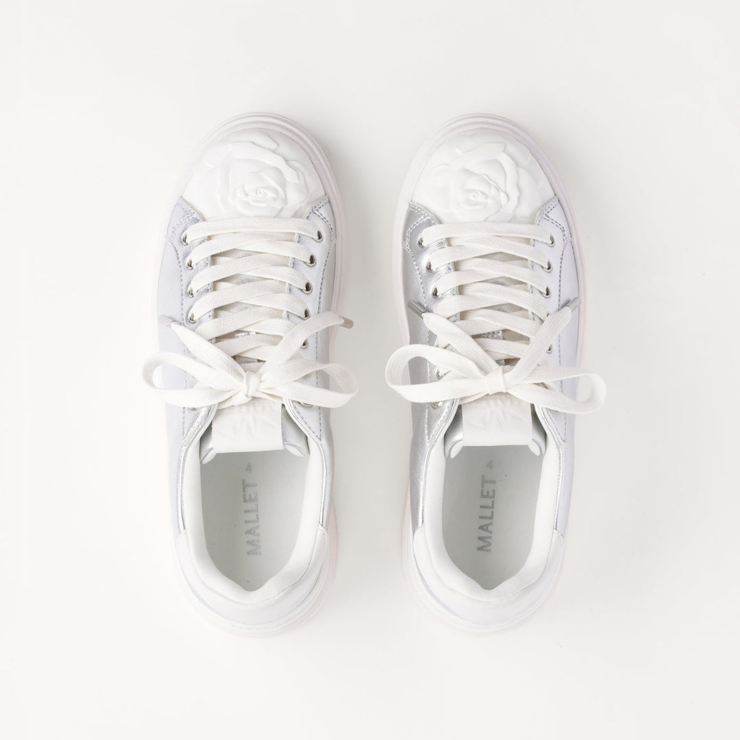 MALLET Bloomsbury Women's Silver Leather Sneakers