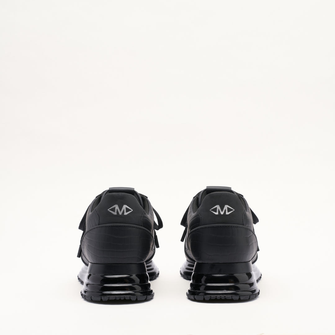 MALLET Boundary Gas Men's Black Croc Leather Sneakers