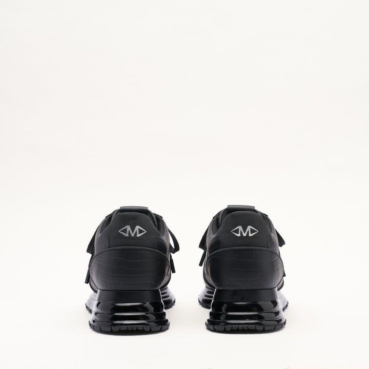 MALLET Boundary Gas Men's Black Croc Leather Sneakers