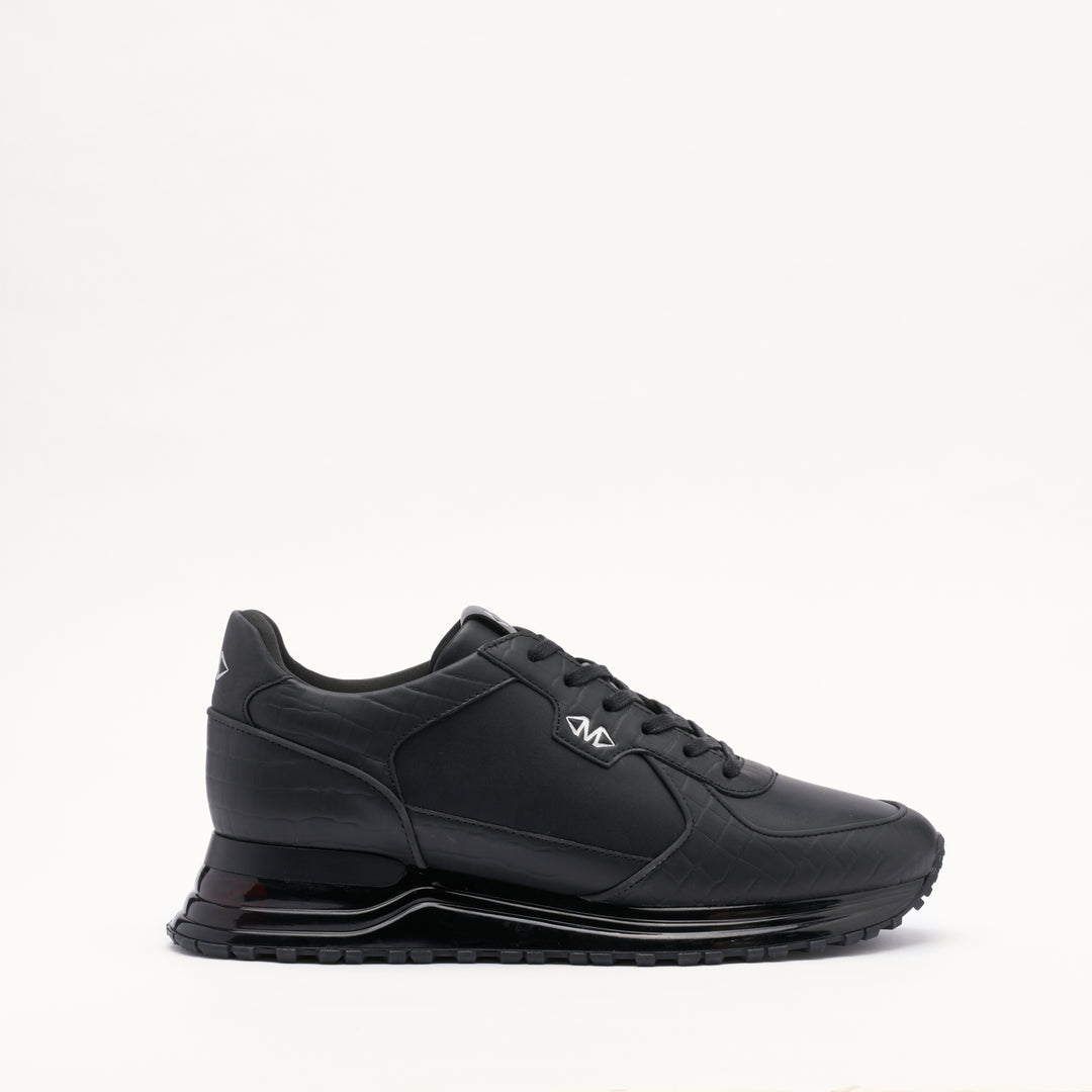 MALLET Boundary Gas Men's Black Croc Leather Sneakers