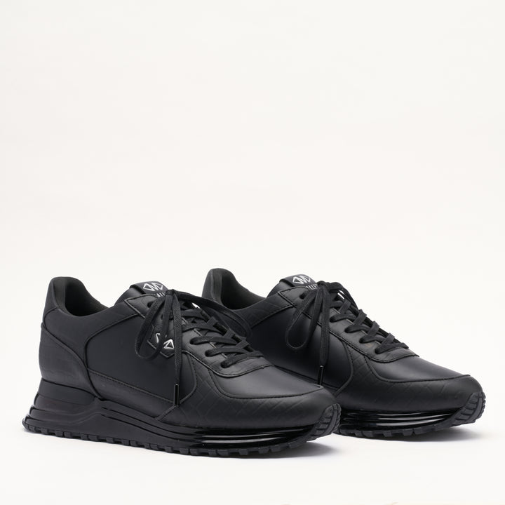 MALLET Boundary Gas Men's Black Croc Leather Sneakers