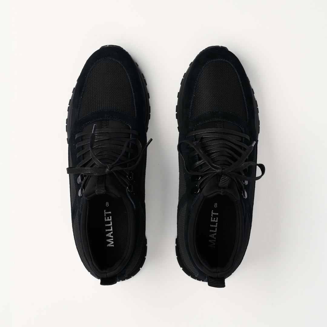 MALLET Diver Essential Men's Black Gloss Leather Sneakers