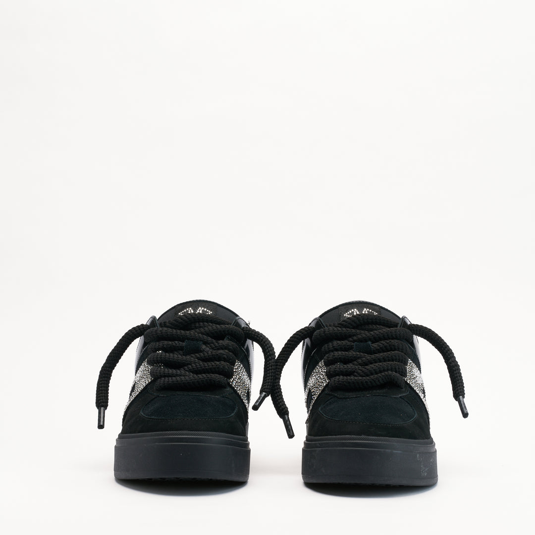 MALLET Fenchurch Men's Swarovski Crystal Black Leather Sneakers