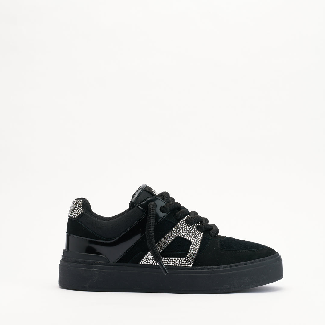 MALLET Fenchurch Men's Swarovski Crystal Black Leather Sneakers