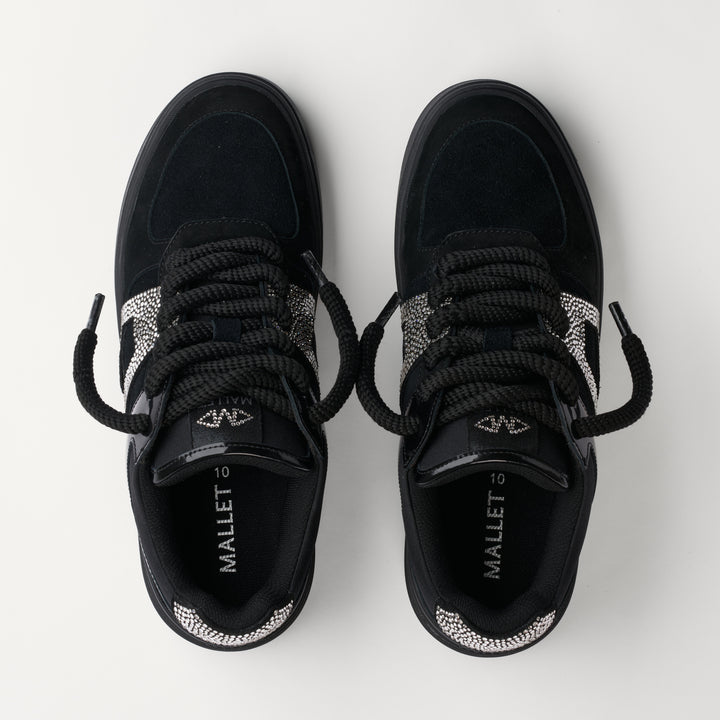 MALLET Fenchurch Men's Swarovski Crystal Black Leather Sneakers