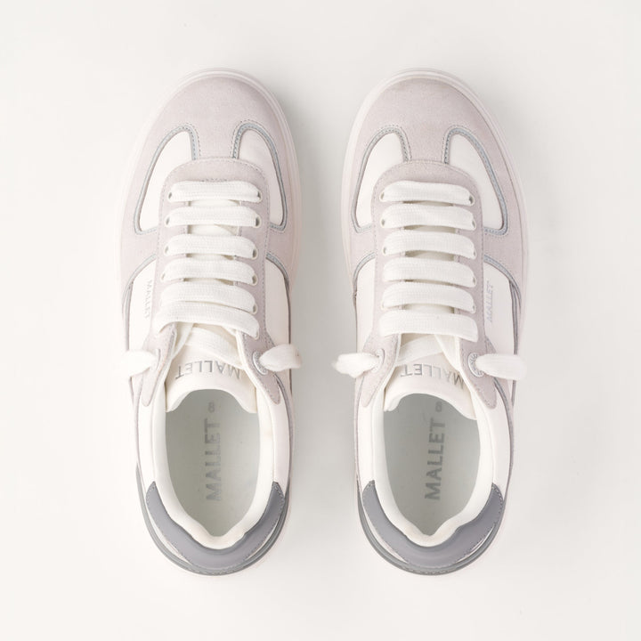 MALLET Kingsbury Men's White Grey Leather Sneakers
