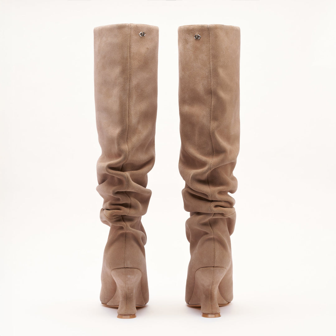 MALLET Layla Women's Beige Suede Slouch Knee High Boots