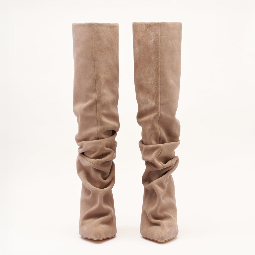 MALLET Layla Women's Beige Suede Slouch Knee High Boots