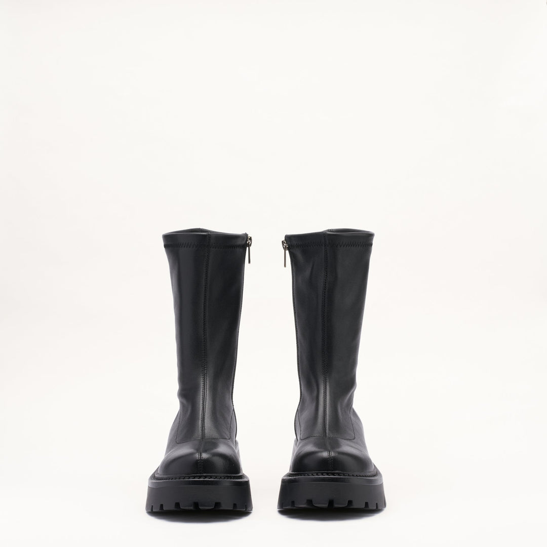 MALLET Maddie Women's Black Stretch Leather Sock Boots