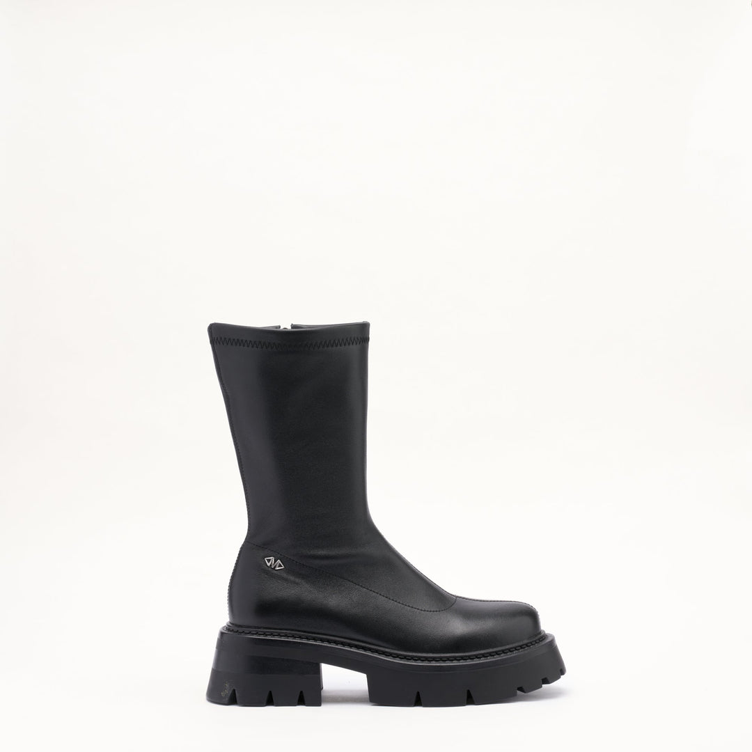 MALLET Maddie Women's Black Stretch Leather Sock Boots
