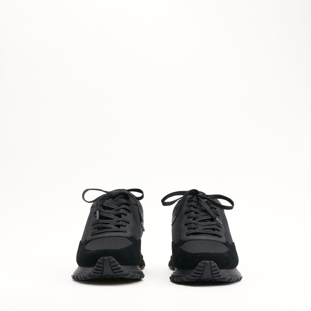 MALLET Popham Essential Men's Black Silver Leather Sneakers