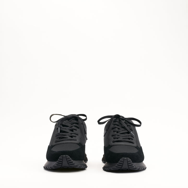 MALLET Popham Essential Men's Black Silver Leather Sneakers