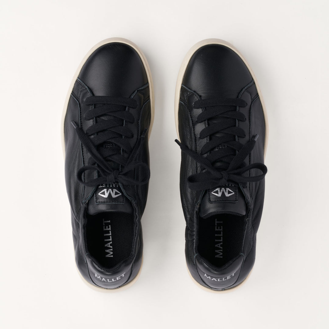 MALLET Sona Men's Black Soft Leather Sneakers