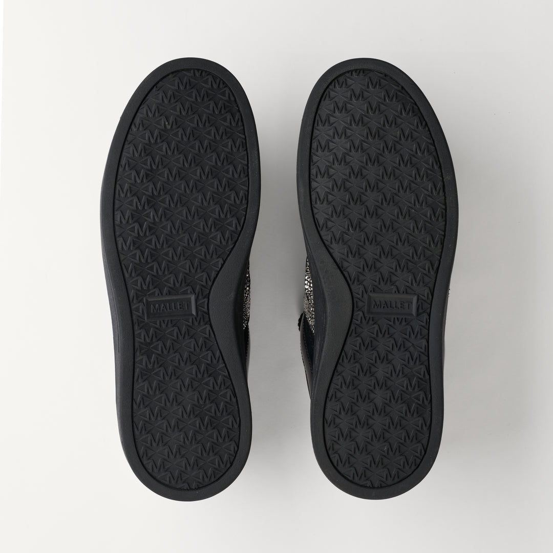 MALLET Fenchurch Men's Swarovski Crystal Black Leather Sneakers