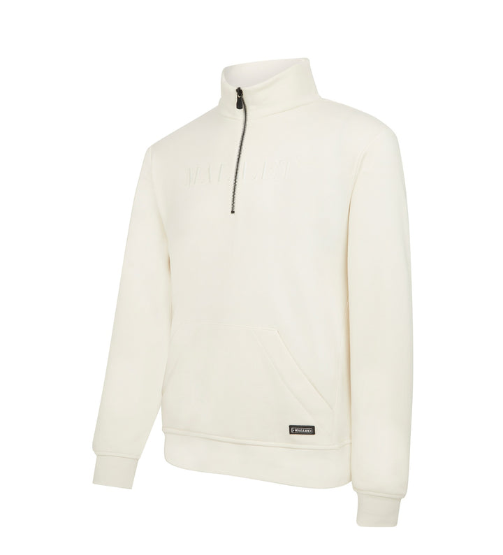 Embroidered Quarter Zip Bone Organic