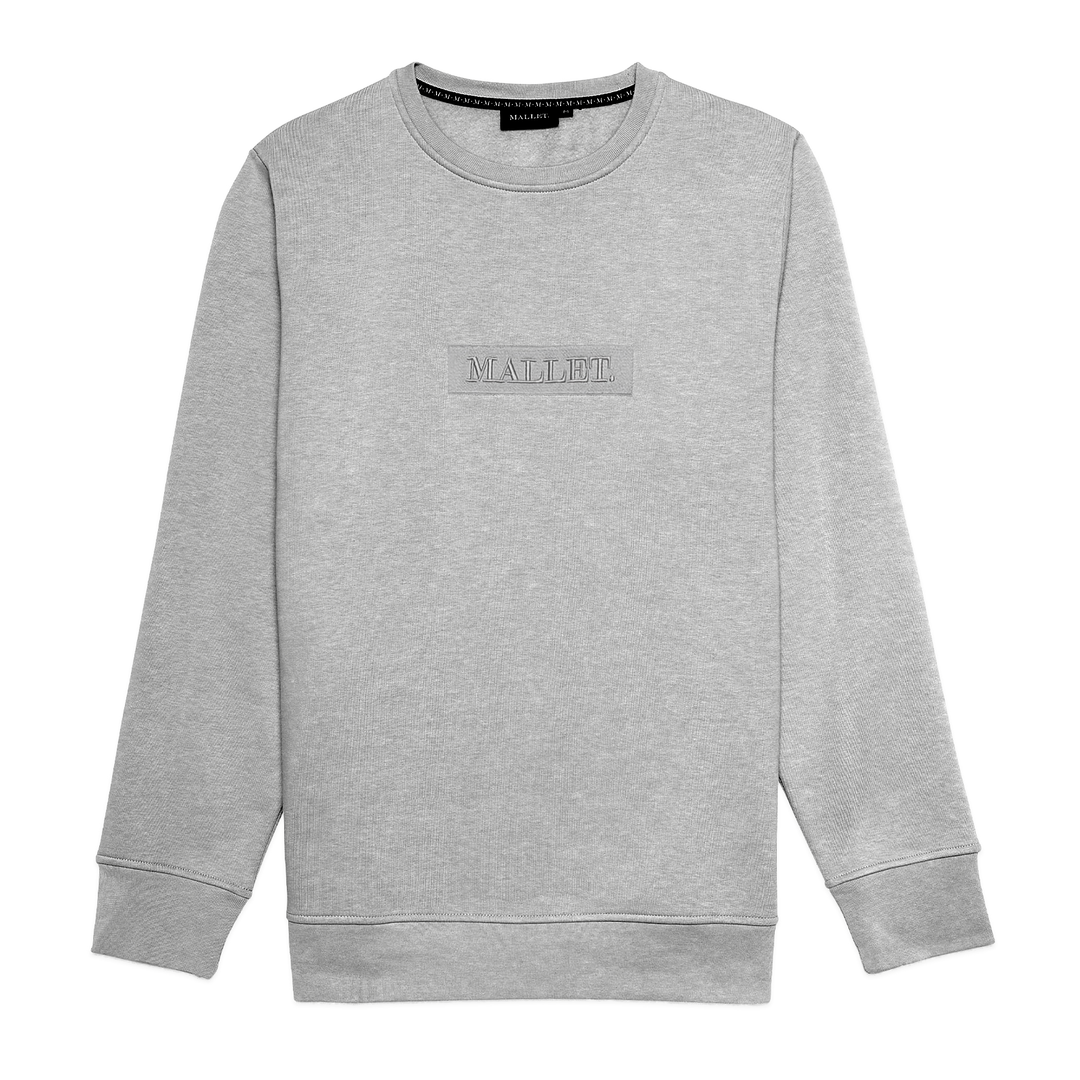 Jasper Box Logo Crew Marle Grey